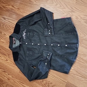 VICTORY MOTORCYCLE long sleeve shirt pearl snaps‎ size small